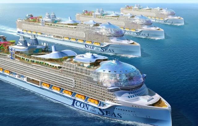 Icon of the Seas, the largest Royal Caribbean ship, out at sea