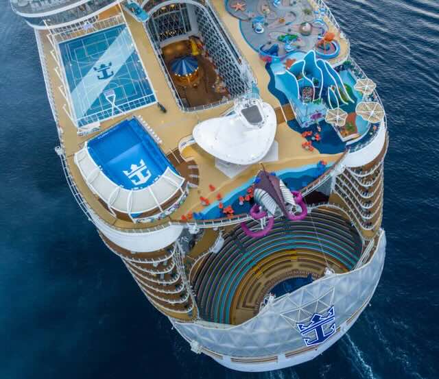 Wonder of the Seas Aft shot at sea