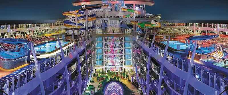 Central Park pool deck at night aboard Harmony of the Seas, Royal Caribbean