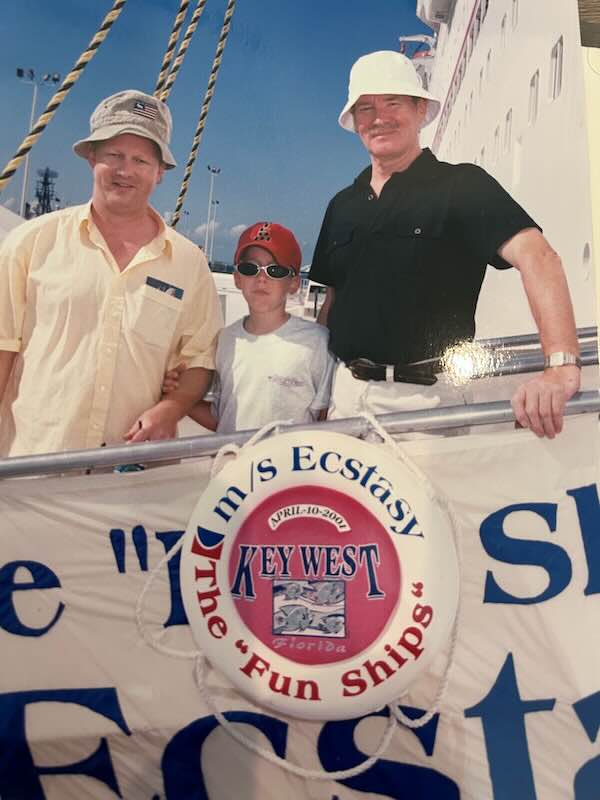 10 year old Jim Mercer on Ecstasy of the Seas with dad and grandfather royal caribbean for kids