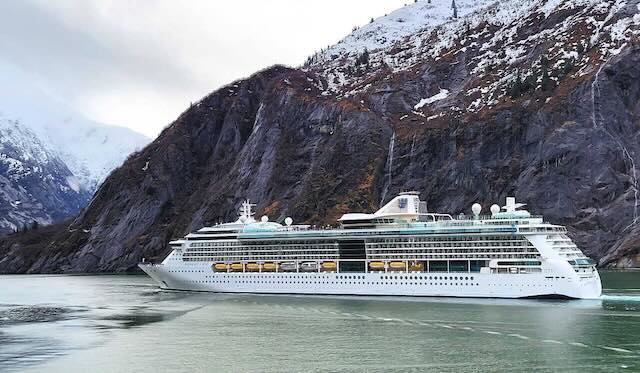 Ship at Sea with mountains in the background royal caribbean cruise line alaska cruise best first cruises