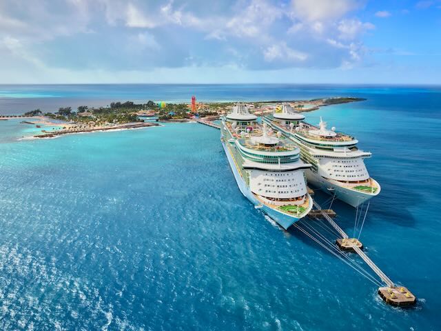 Coco Cay Bahamas with two Royal Caribbean Ships docked