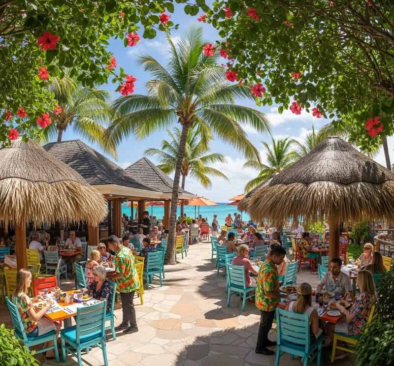 Dining at the Paradise Grill picture of people being served food at the grill