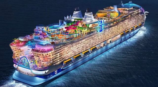 Icon of the seas at night sailing away best ship for first time cruisers