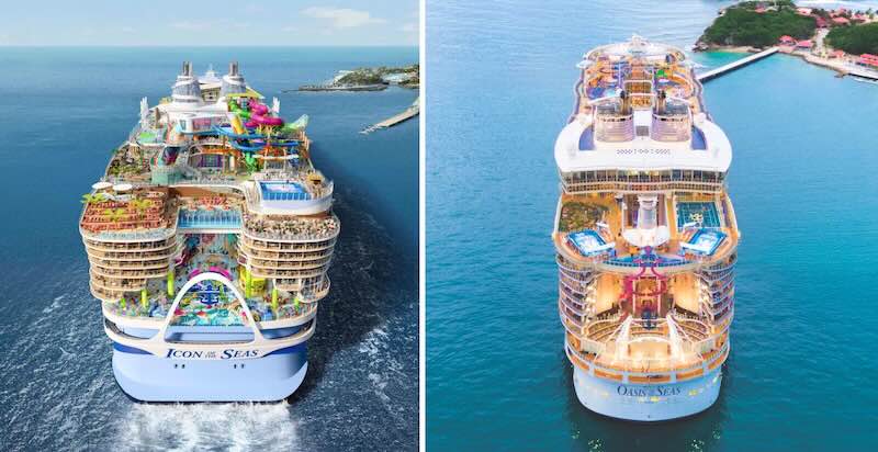 Icon of the Seas vs Oasis of the Seas backshot aft photos