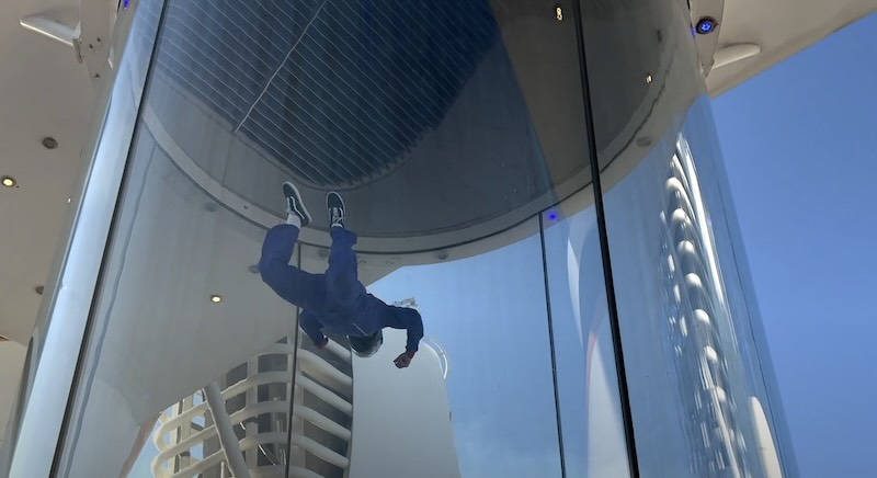 Man skydiving high on RCCL cruise ship ifly ripcord at sea