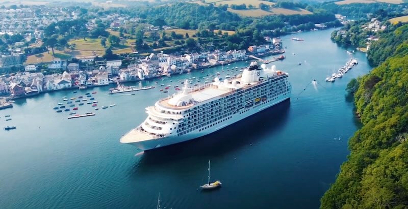 Silversea ships by age with city in background