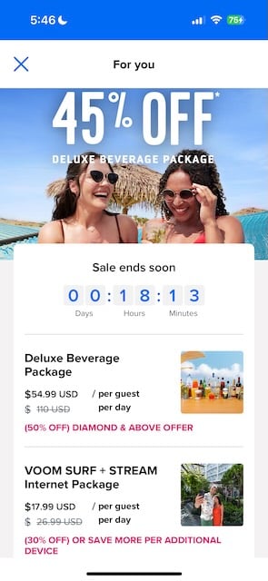Voom internet package discount for Royal Caribbean