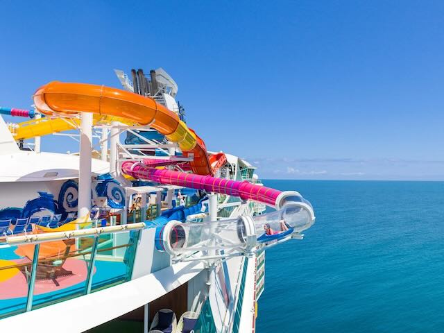 Water slide going off side of ship royal caribbean cruise