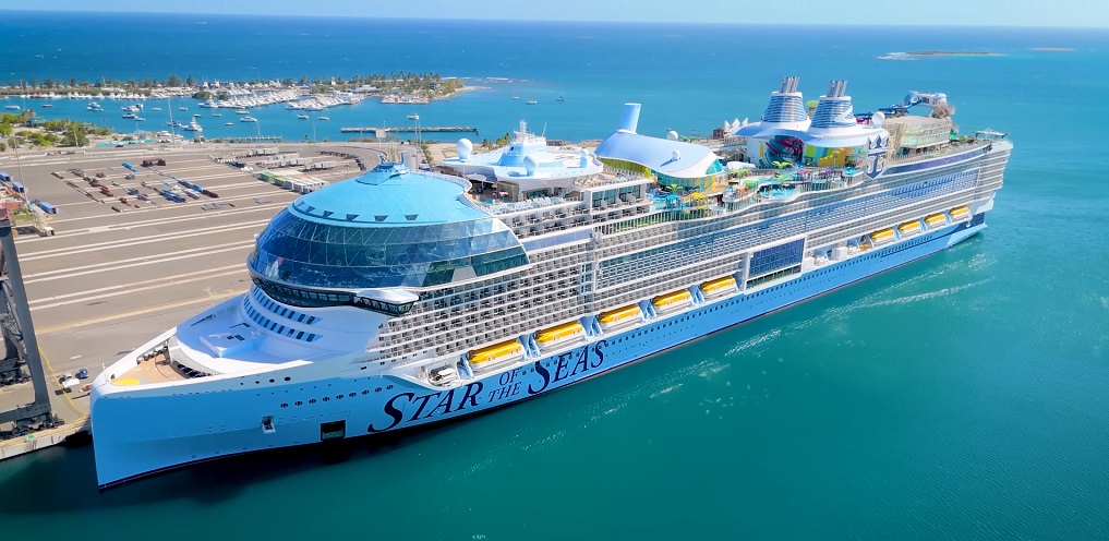 Aerial Drone view of the star of the seas with the ocean view