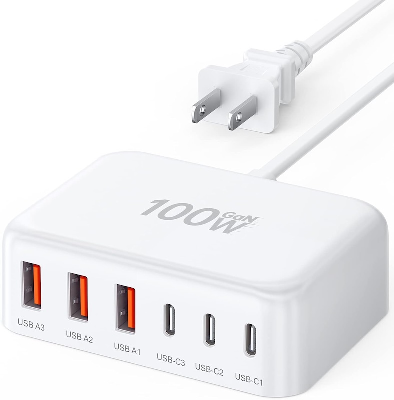 BREEKET 100W GaN 6-Port Charging Hub — compact desk charger for phones & tablets