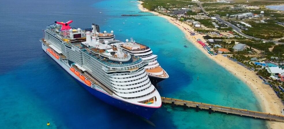 Aerial drone view of Excel Class Carnival Mardi Grass