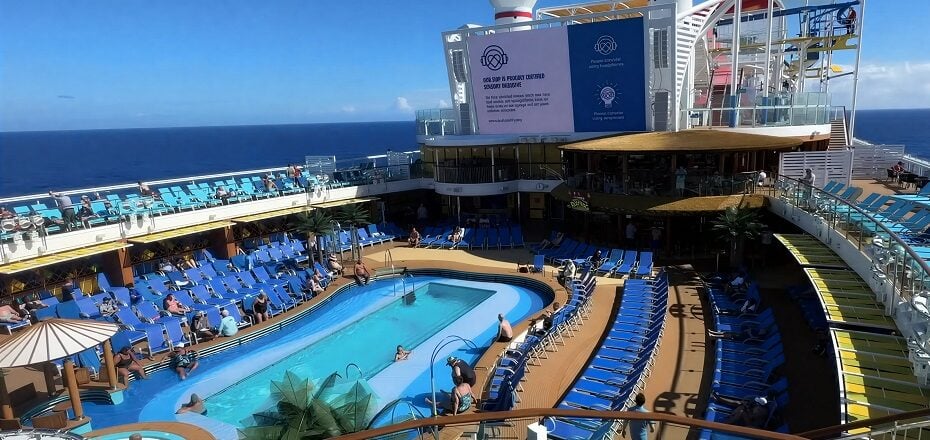 Carnival celebration poolside view at rooftop