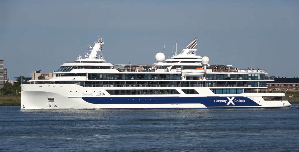 Celebrity flora cruise ship sailing on the sea view
