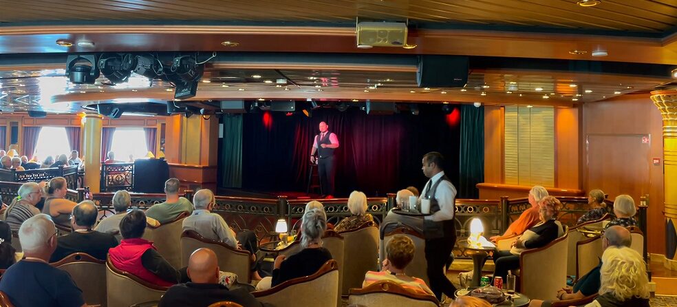 Stand-up comedy, aka entertainment area on the coral class cruise ship princess Island Princess interior
