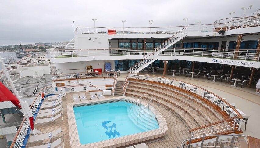 Huge pool area on the Princess Grand princess cruise ship