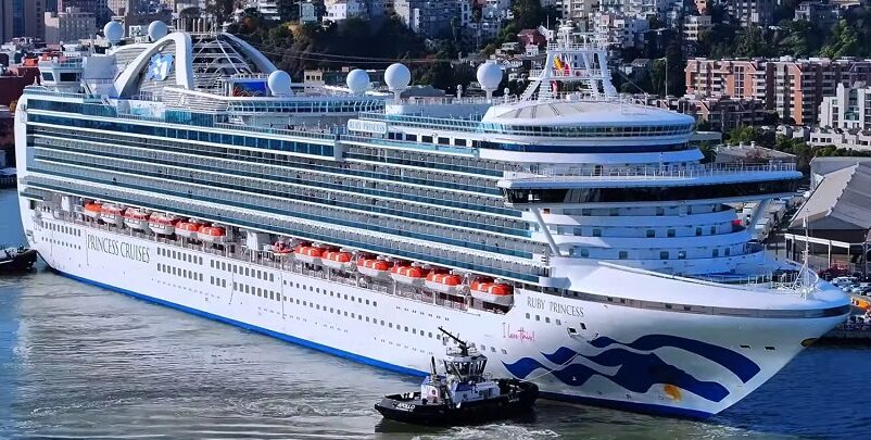 Ruby Princess oceanview cabins exterior view—obstructed view because of life boats