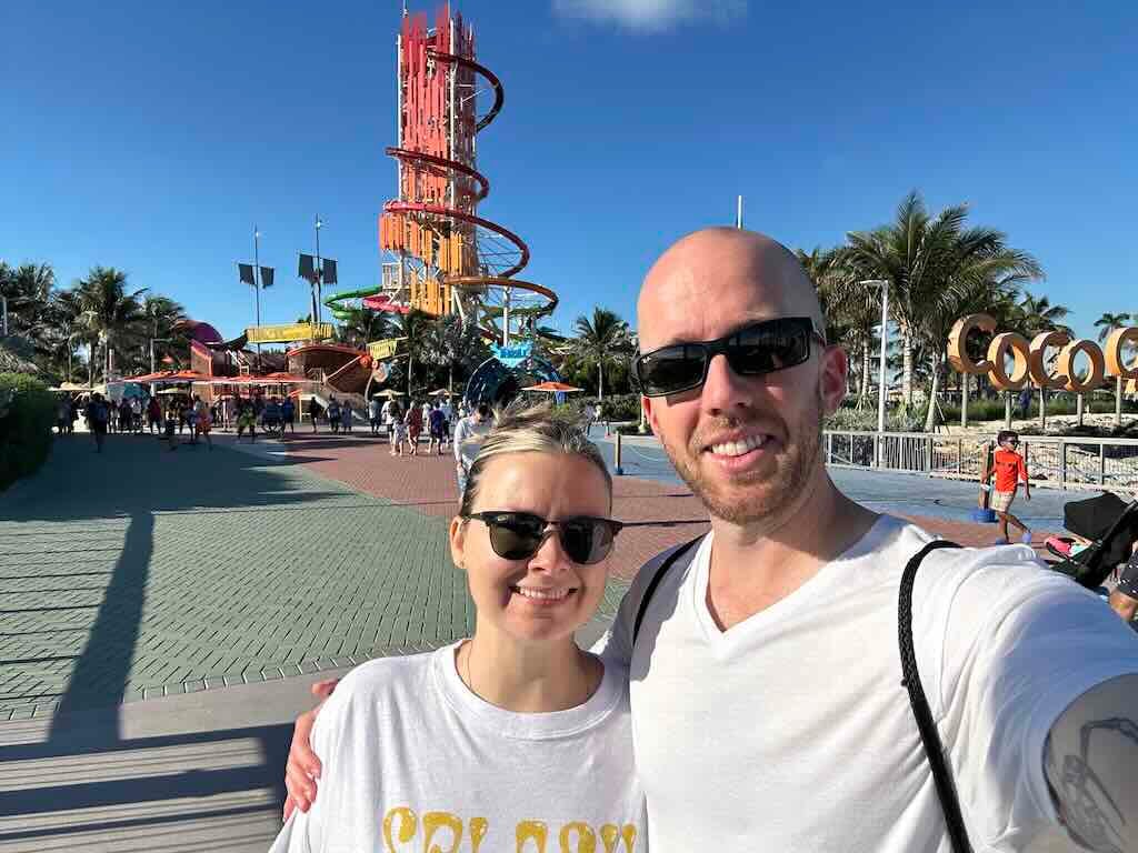 Jim and Britini visiting Perfect day at Coco cay Bahamas