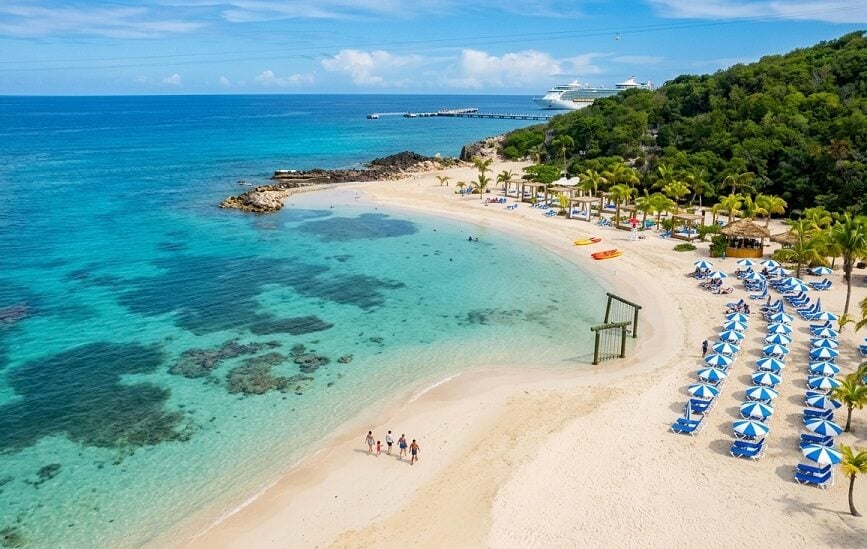 Labadee Haiti Cruises: Aerial drone view of Adrenaline beach at Labadee Haiti