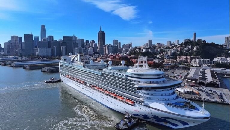 Ruby Princess Review: Aerial drone view of ruby princess cruise ship
