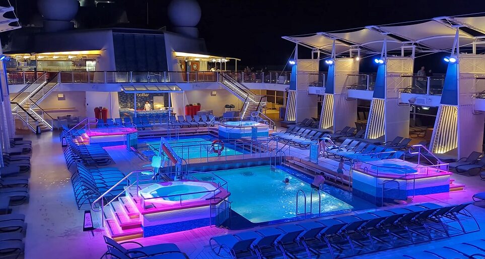 Celebrity Silhouette Review: Celebrity Silhouette Solarium pool night view