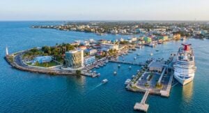 Belize City Belize Cruises: Aerial drone view of Belize City Belize Cruise Ship Port