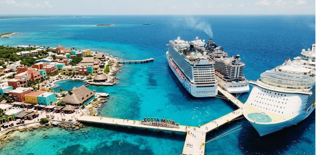 Costa Maya Mexico Cruises: Aerial drone view of Costa Maya Mexico