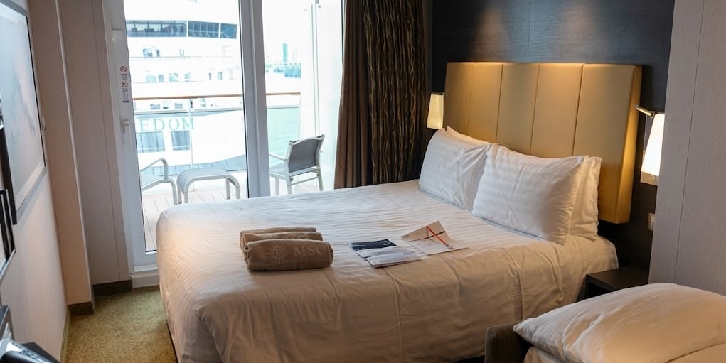 MSC Cruises cabins to avoid - MSC Cruises terraced balcony cabin interior view