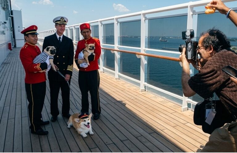 Can You Bring a Dog on a Cruise: Gards Taking pictures with dogs on Queen Mary 2