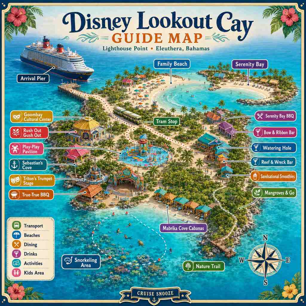 Disney Lookout Cay at lighthouse point guide map