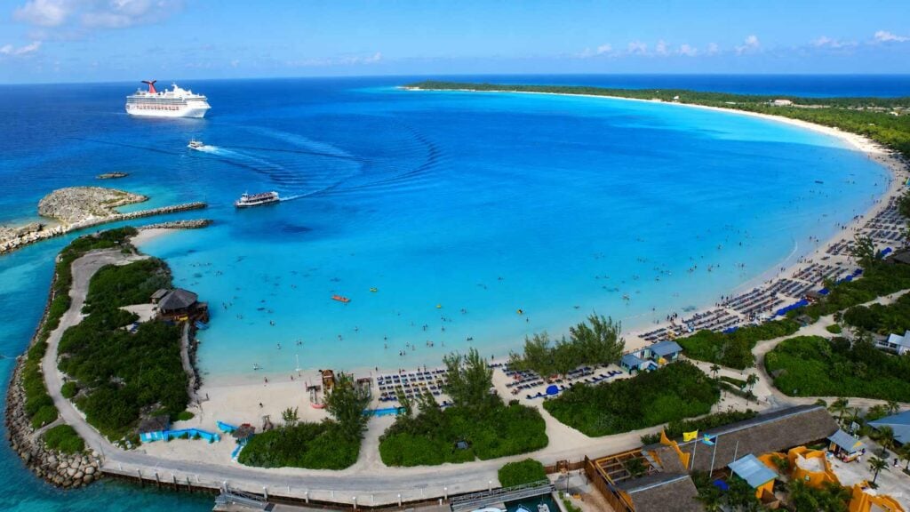 Half Moon Cay Island Aerial drone view