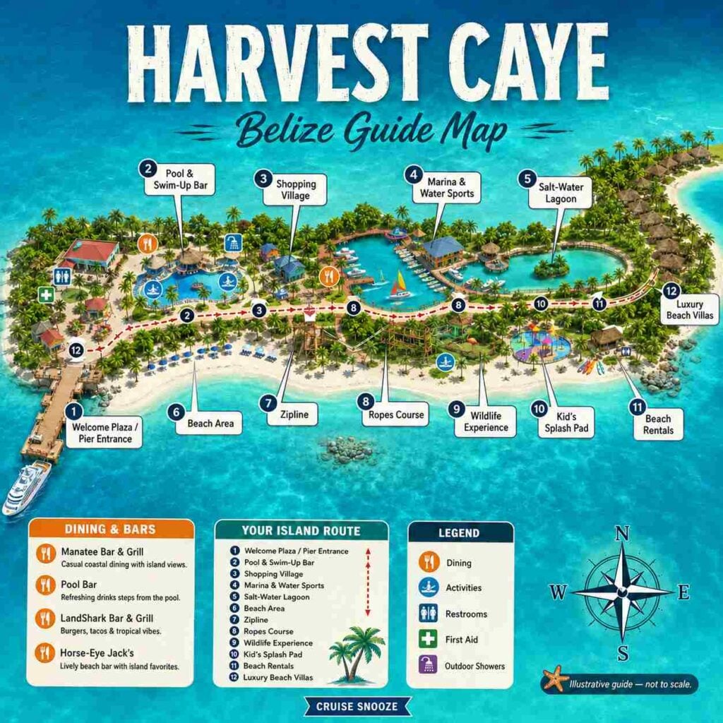 Harvest Caye Belize Island Guide Map