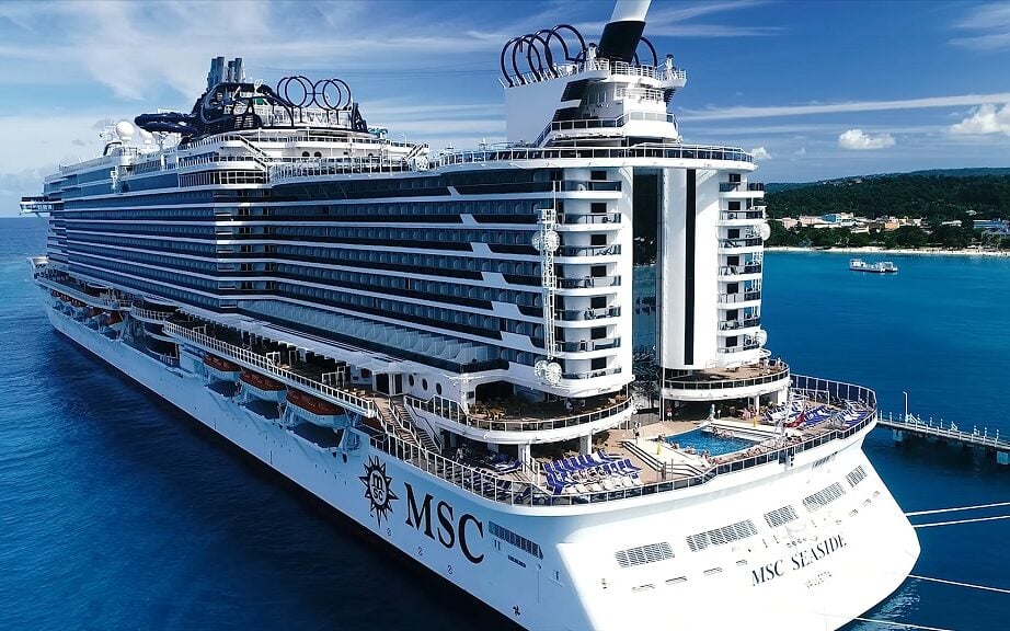 MSC Seaside cruise ship back view