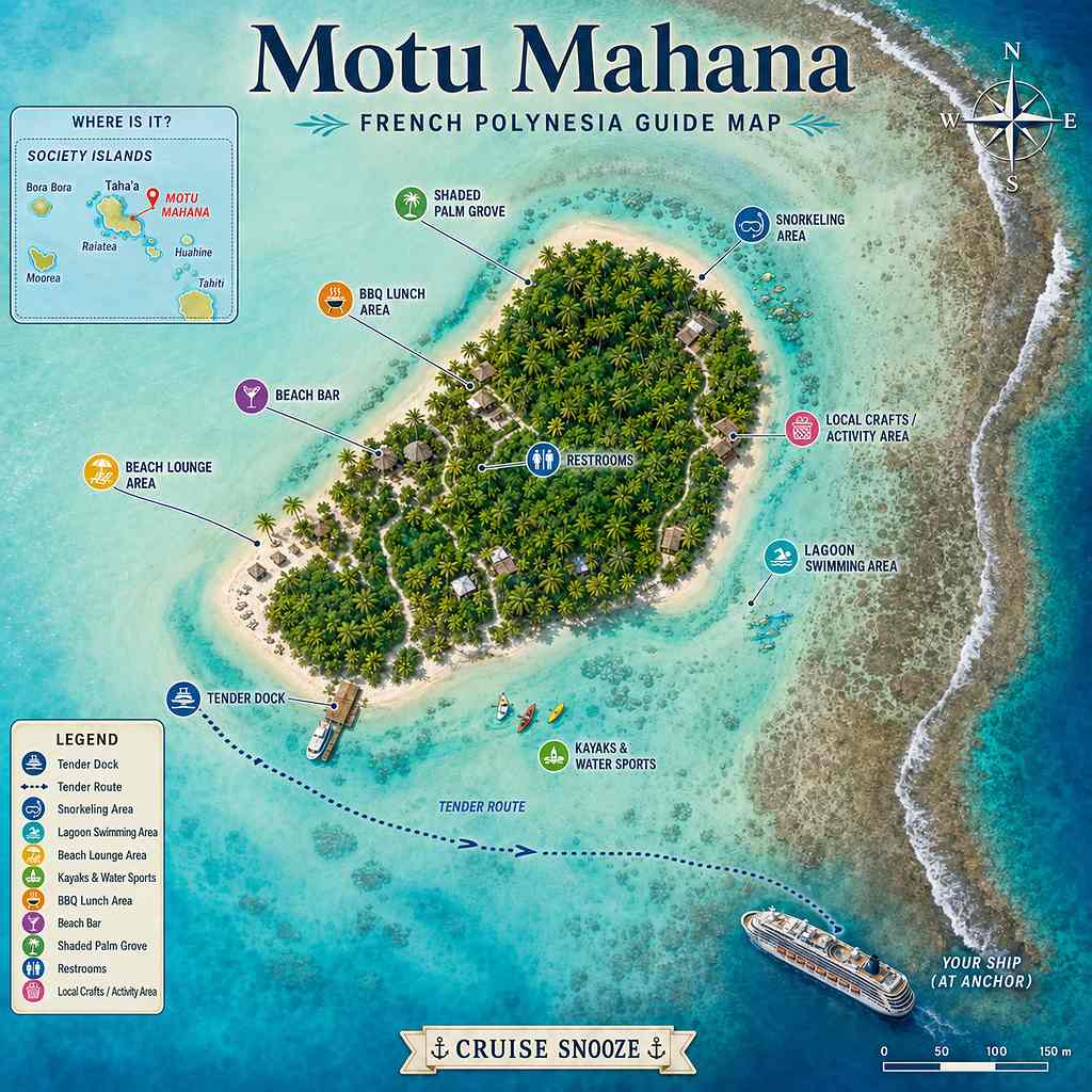 Motu Mahana French Polynesia Guide Map