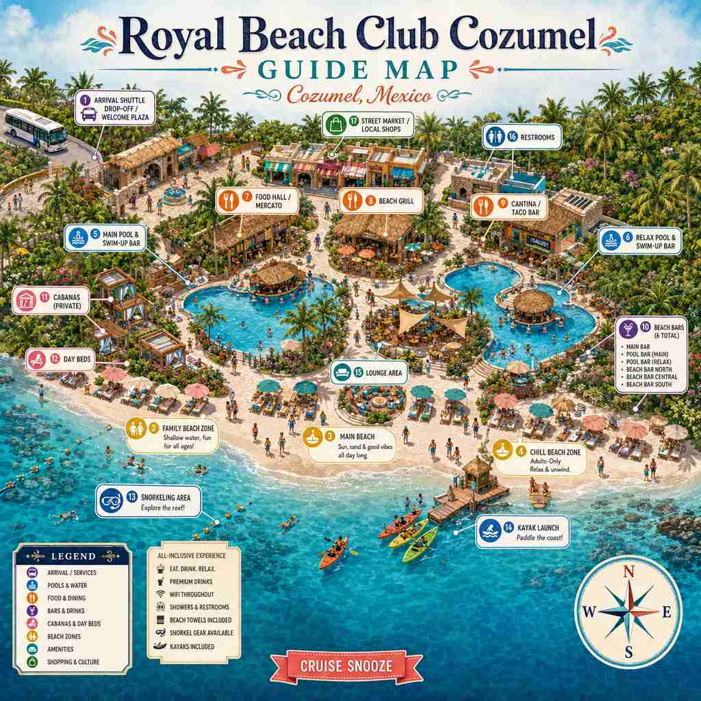 Royal Beach Club Cozumel Guide Map
