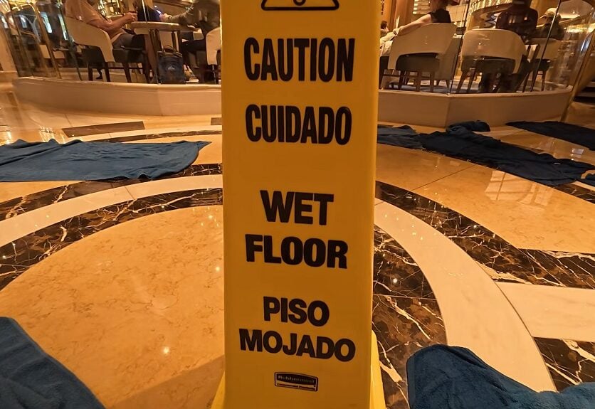 Enchanted Princess Water leak Incident Santorini Caution