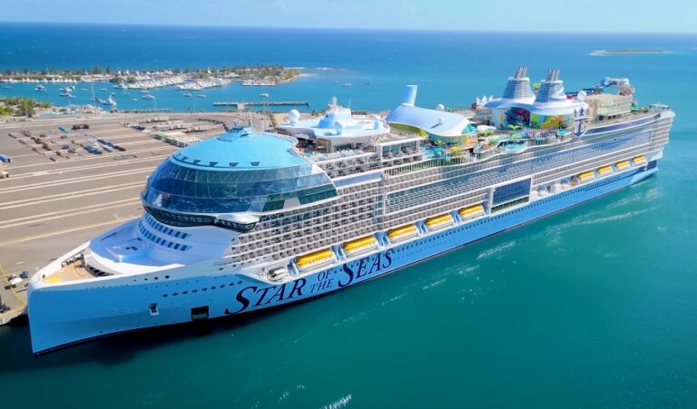 Reasons not to choose Royal Caribbean - Royal Caribbean Cruise Ship Star of the Seas Aerial drone view