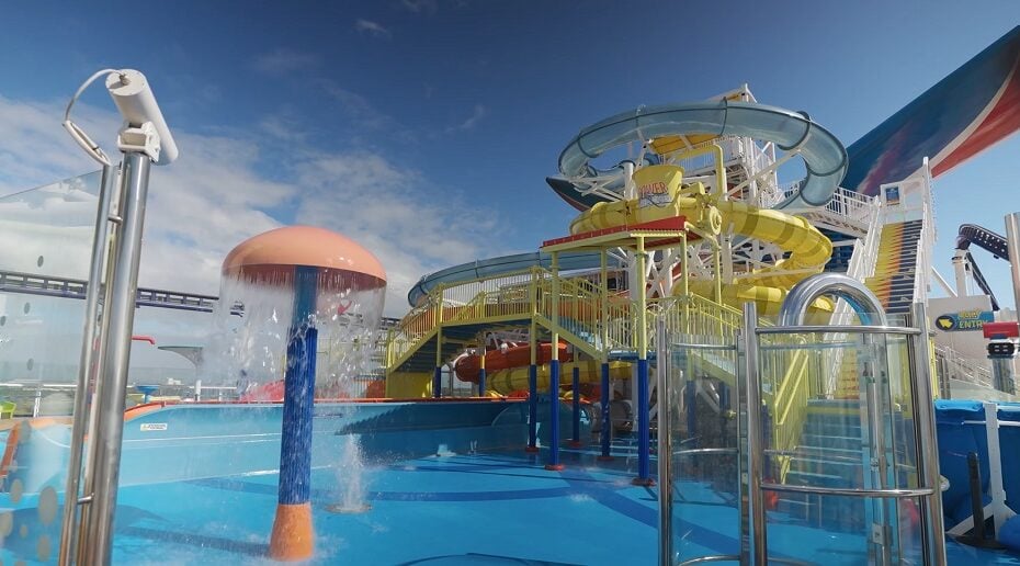 Carnival ship waterslides area