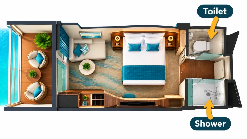 Norwegian Epic split bathroom cabins concept image