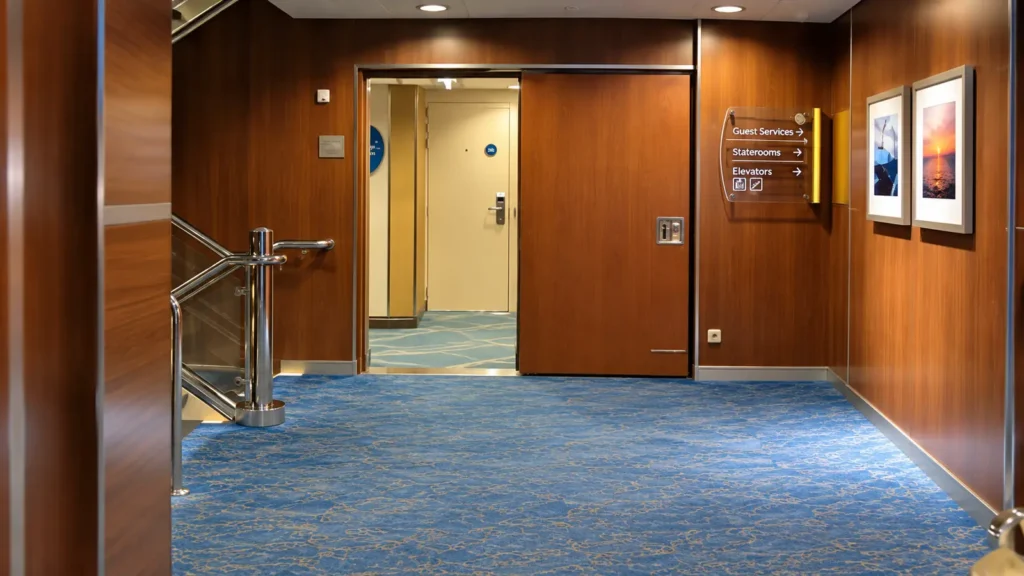 Norwegian cruise ship cabins near the elevators