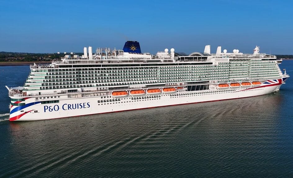 P&O Ariva Cruise Ship Aerial Drone view