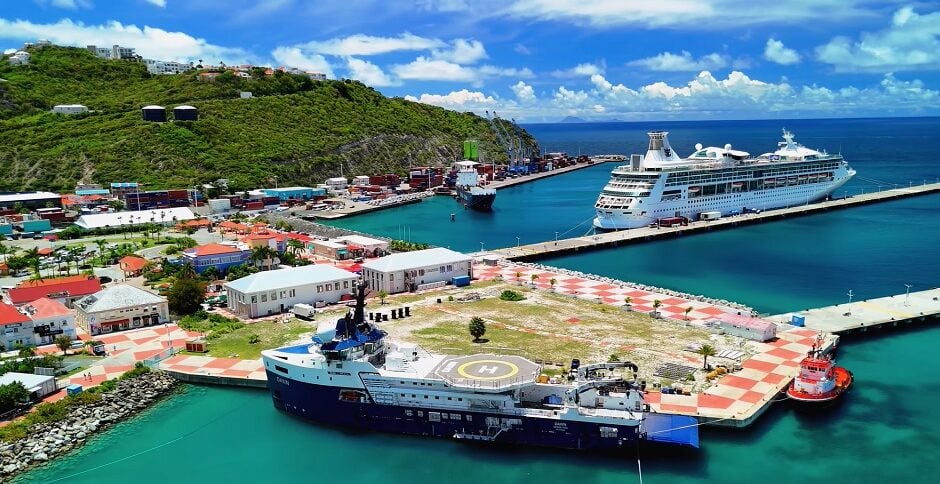Philipsburg, St. Maarten aerial drone view