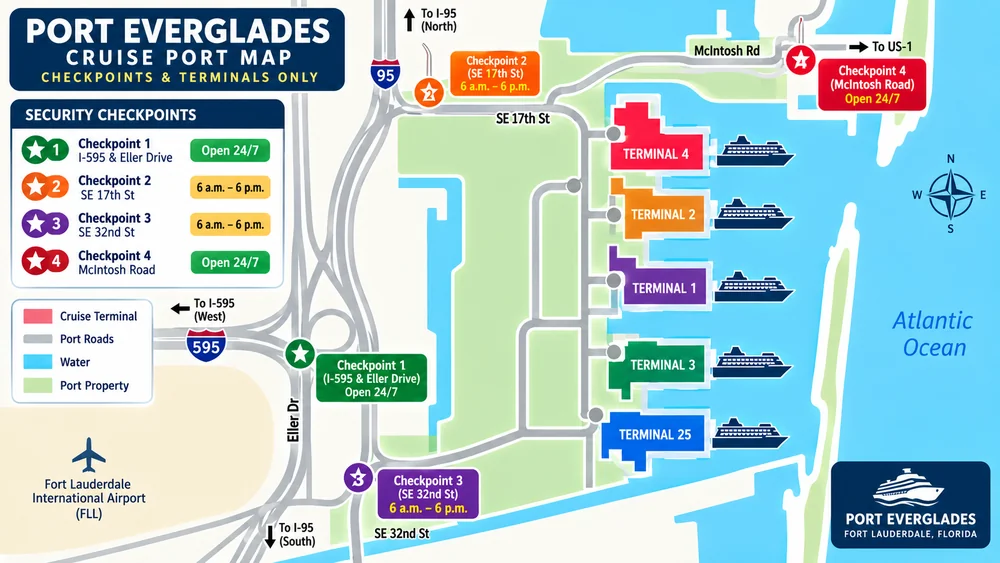 Port Everglades Map terminals and checkpoints