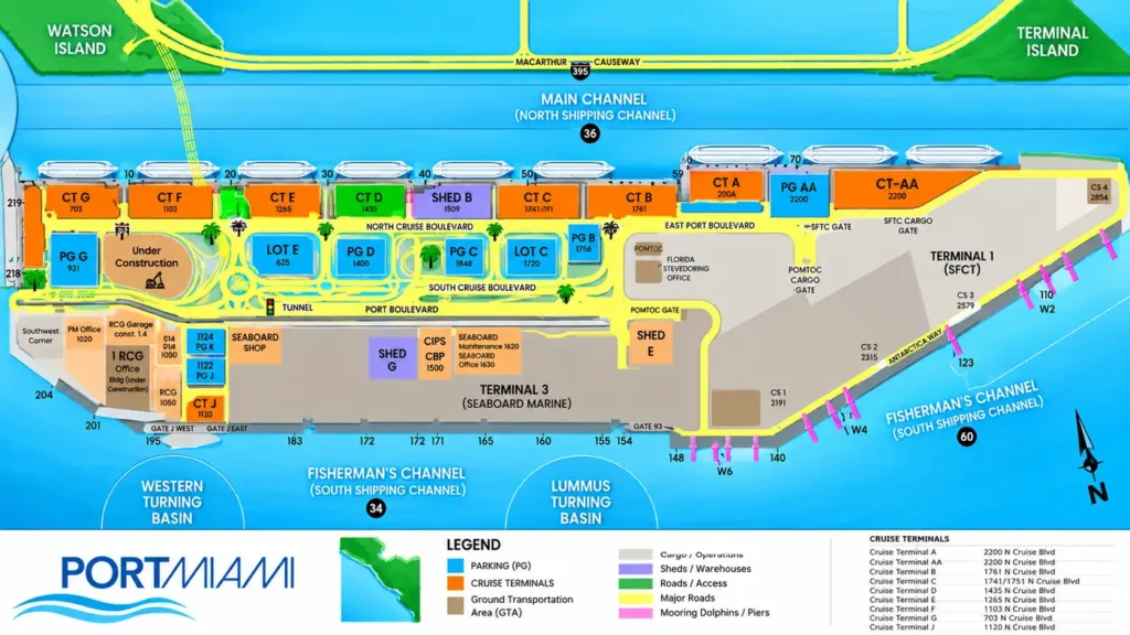 Port of Miami Terminals map
