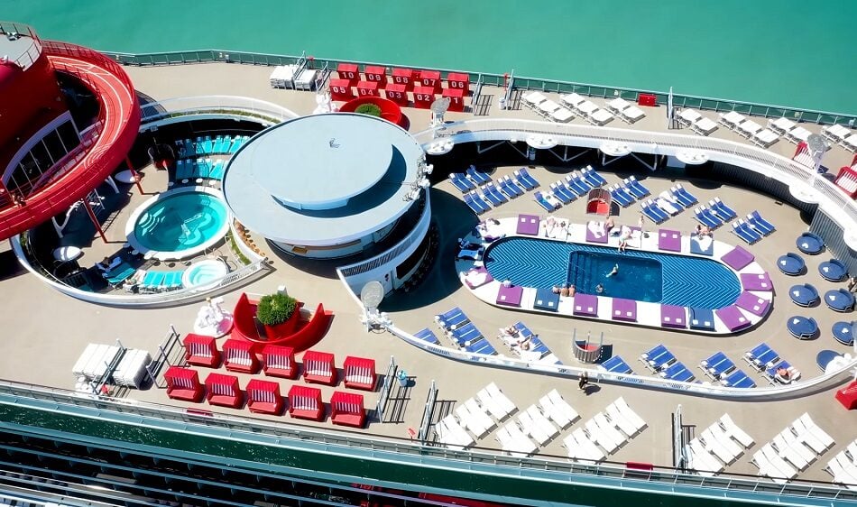 Virgin Voyages Scarlet lady top view