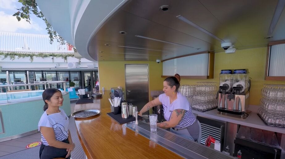 Virgin Voyages ship Brilliant lady drink area