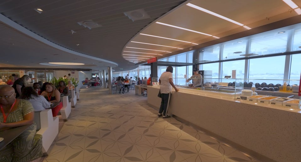 Virgin Voyages ship brilliant lady buffet area