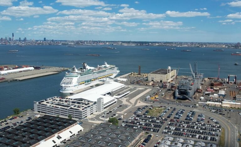 Cape Liberty Cruise Port aerial drone view - cruise liberty cruise parking