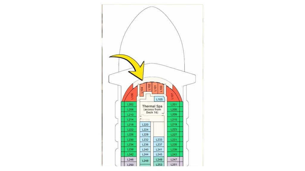 Forward cruise cabins