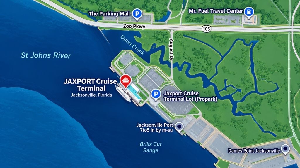 JAXPORT cruise parking illustration map